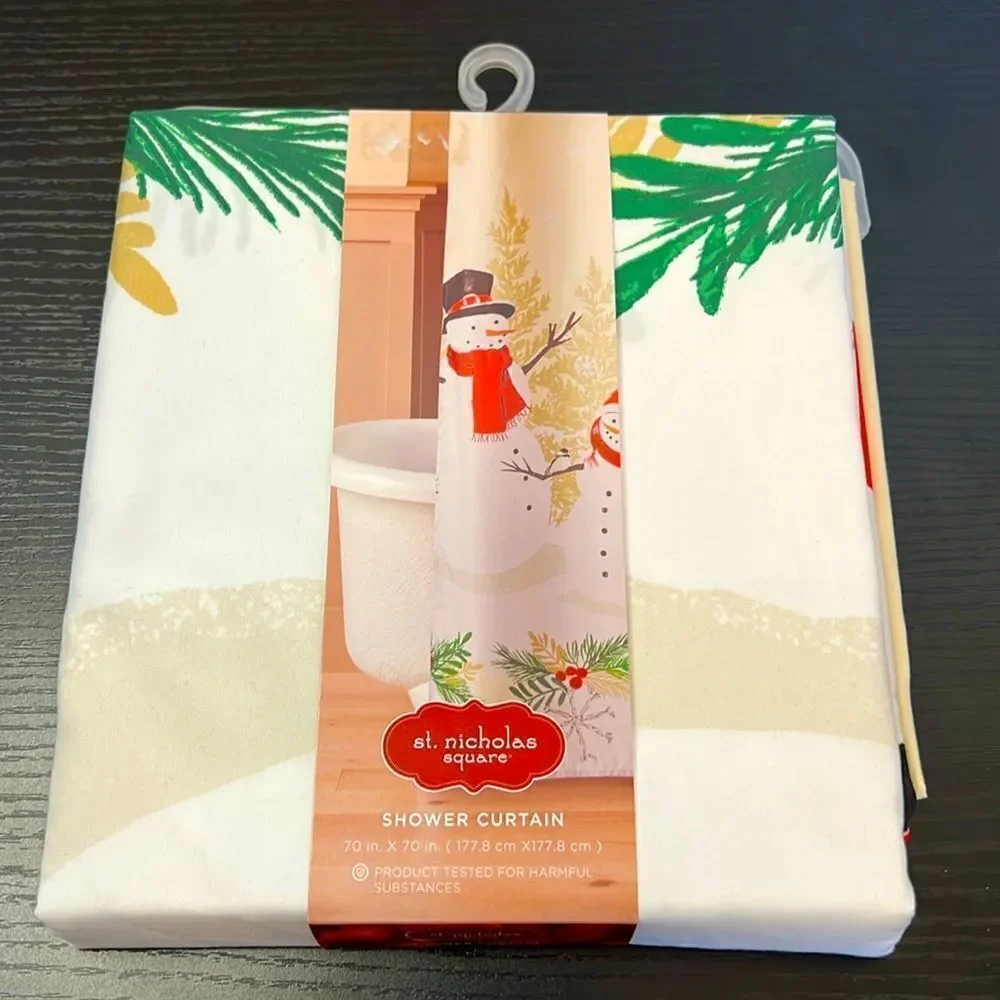 St. Nicholas Square Holiday Snowman Themed Shower Curtain